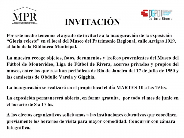 10 de junio: Inaugura 'Gloria Celeste' en el Museo del Patrimonio Regional de Rivera