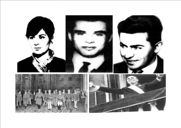 M&aacute;rtires estudiantiles Susana Pintos, Hugo de los Santos y L&iacute;ber Arce (1968), Comandantes golpistas (1973) y Presidente Julio Mar&iacute;a Sanguinetti (1985)