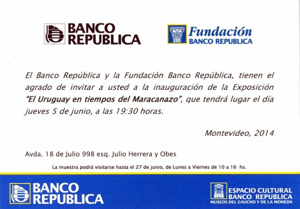 5 de junio: Inaugura exposici&oacute;n en Museos del Gaucho y de la Moneda (BROU)