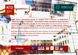 KOSMOPOLIS. Festival de literatura amplificada. En directo desde Barcelona.14, 15 y 16 de marzo